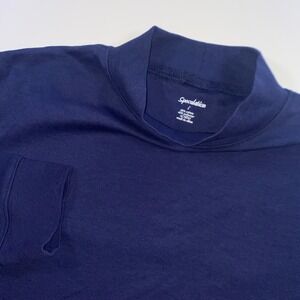 Speculation‎ Womens Navy Blue Mock Neck Long Sleeve Top Cotton Blend Size L